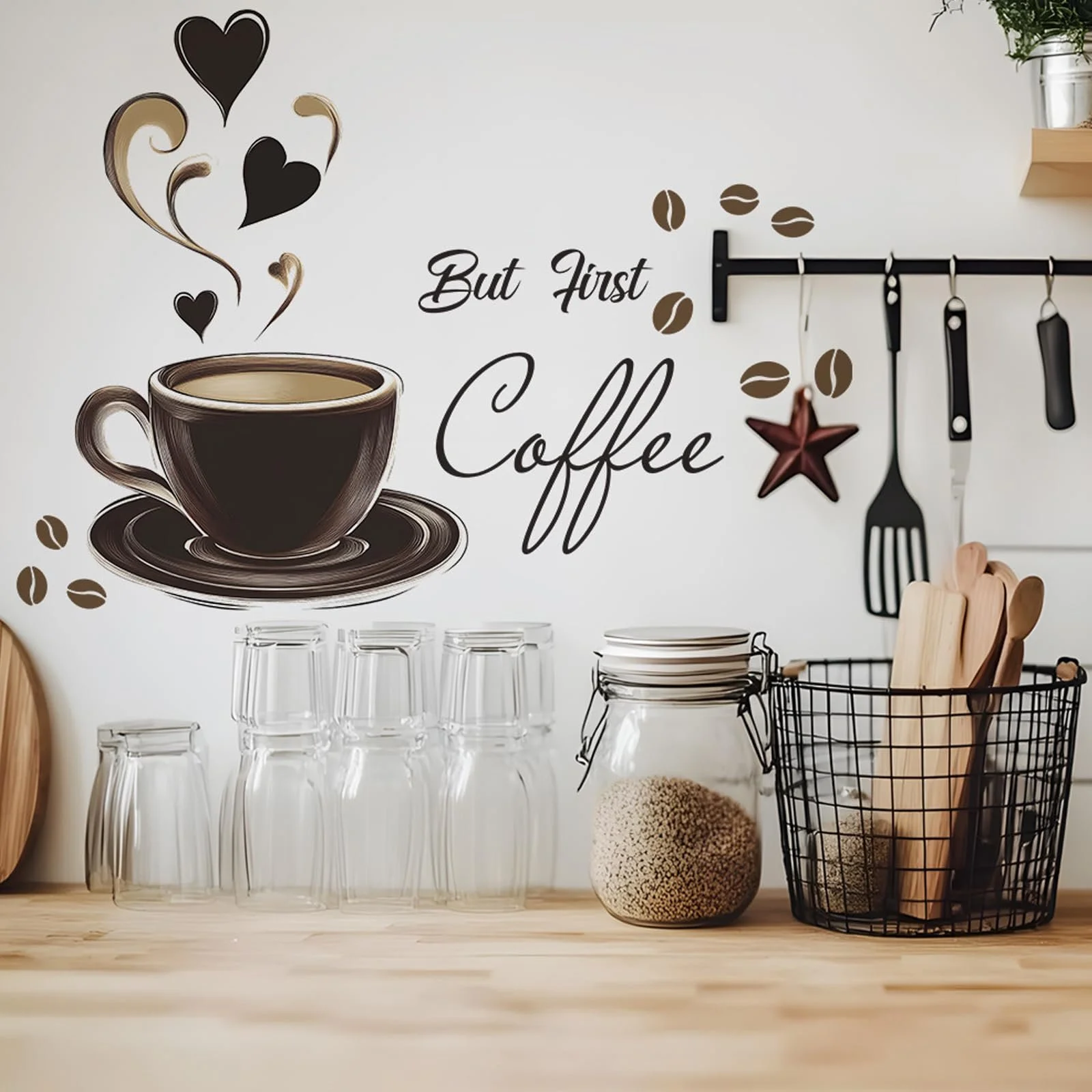 Наклейка на стену Кофе чашка для кухни кофейни офиса гостиной, фото №3