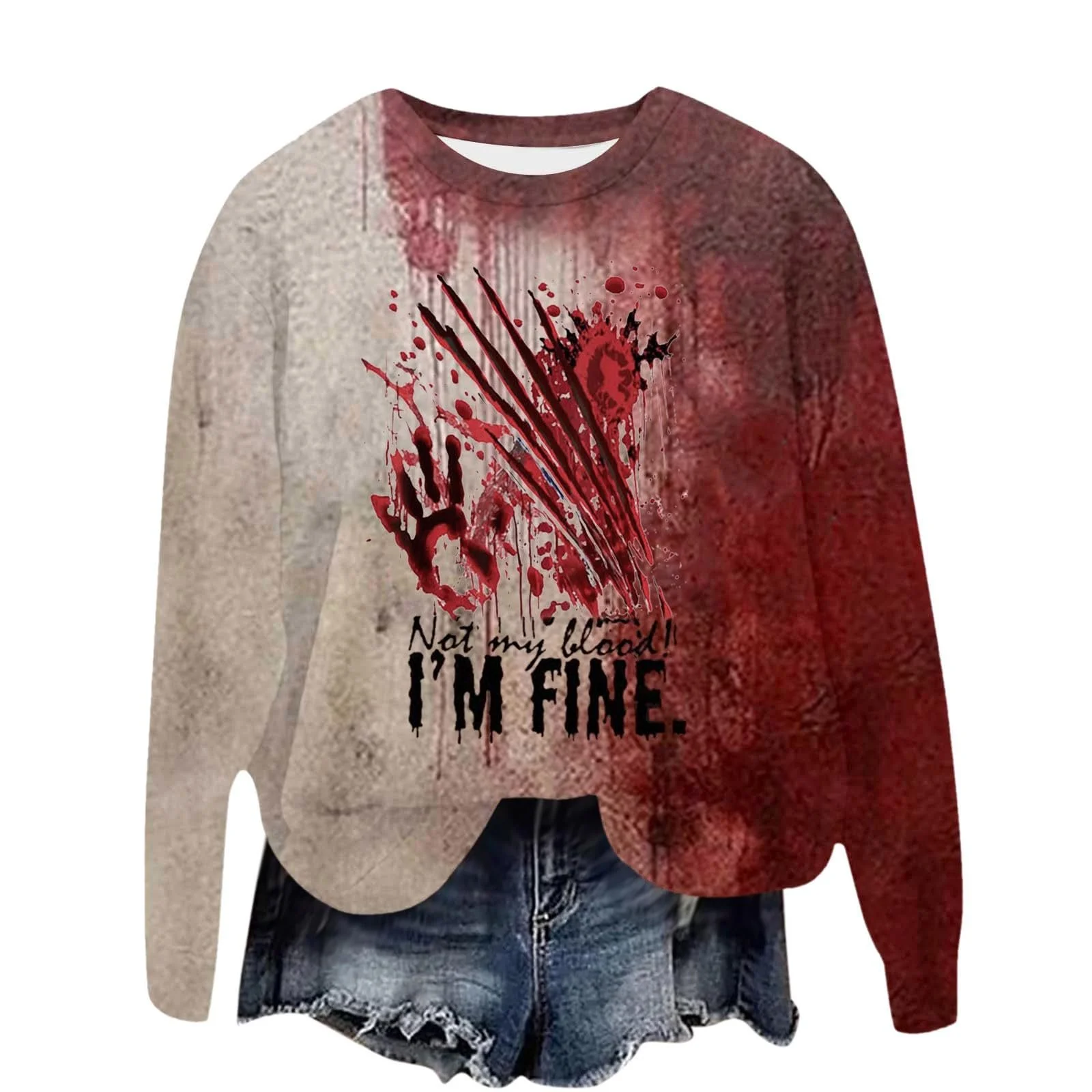 Женский свитшот 2025, с круглым вырезом, длинными рукавами, однотонный для осени, фото №1