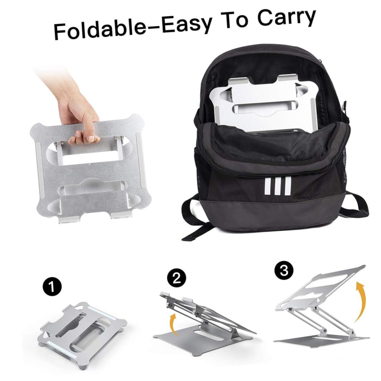 Подставка для ноутбука складная Алюминиевый сплав Регулируемая подставка для ноутбука Портативная поддержка для ноутбука Серебристый, фото №7