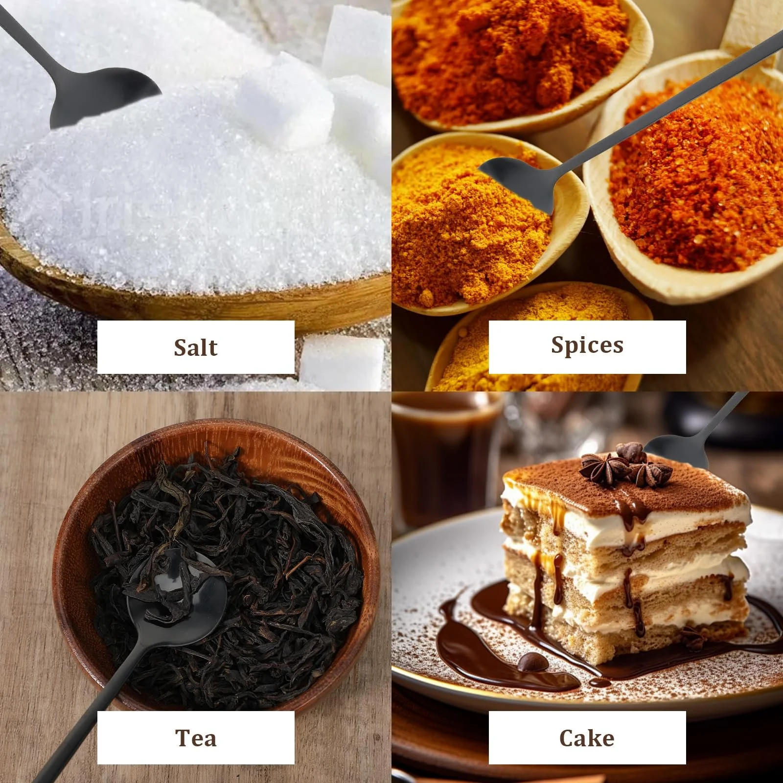 Ложка Типу Латте Мак’ято Nogeqi 17.5 см Чорний Матовий, Набір 4 шт., фото №5 Ложка Типу Латте Мак’ято Nogeqi 17.5 см Чорний Матовий, Набір 4 шт., фото №5