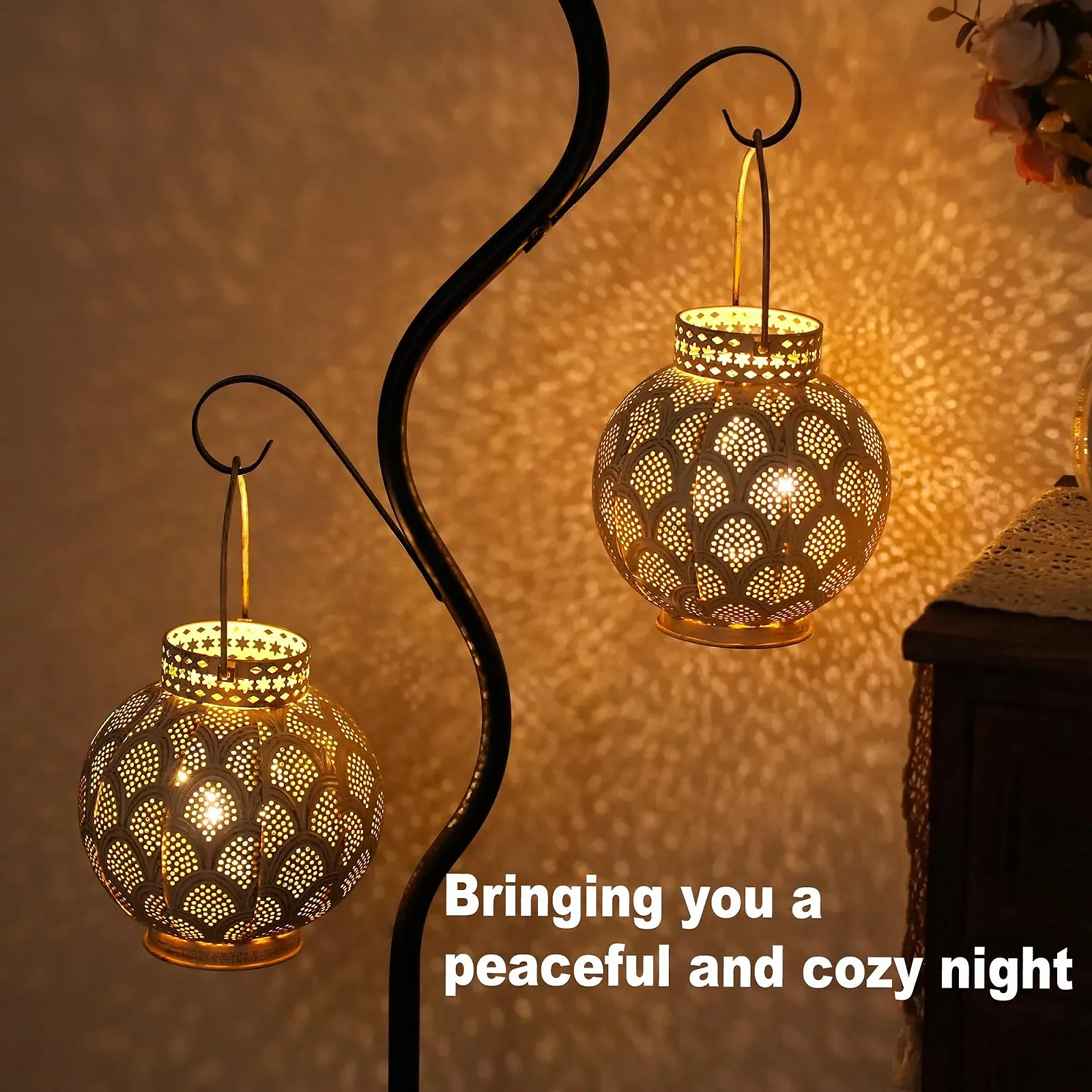 Настільна лампа TRIROCKS Набір з 2 шт. Марокканський стиль 18 см На батарейках Бездротова LED-гірлянда Cream, фото №4