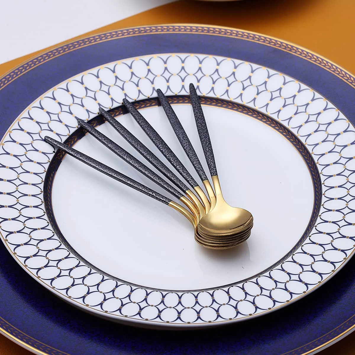 Ложки для кави Berglander Goldmund Чорна ручка з молотковим візерунком Набір з 6 штук з нержавіючої сталі, фото №4