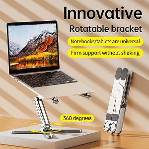 Подставка для ноутбука X-образная с вращающимся на 360 градусов основанием, складной держатель для компьютера с регулируемой высотой, алюминиевая подставка для ноутбука, совместимая с iPad, MacBook 11-16 дюймов synthetic.ua - Фото 1