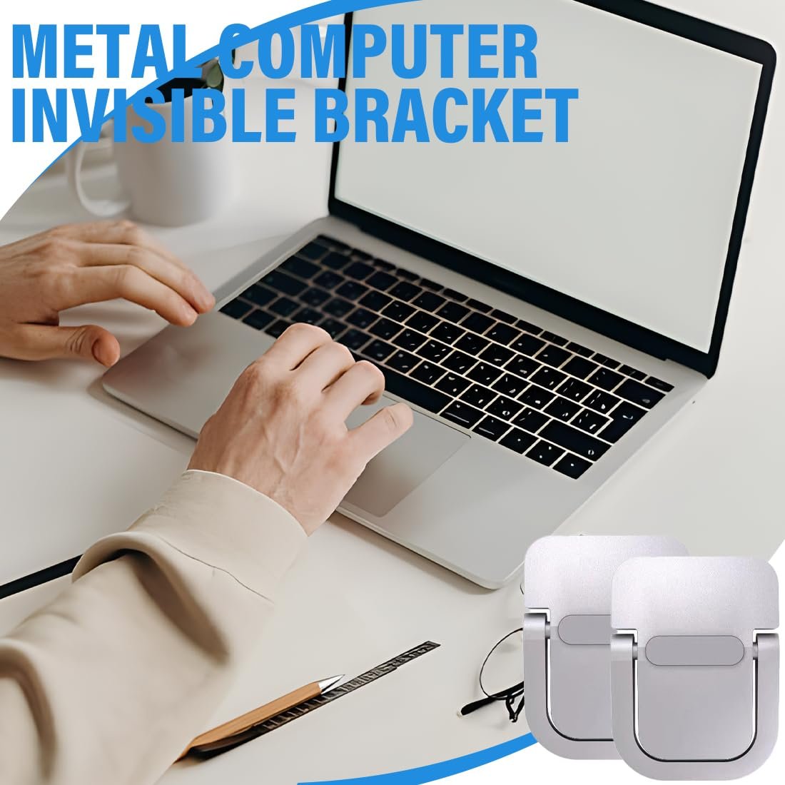 Подставка для ноутбука Мини, 2 шт., Портативная подставка для клавиатуры для стола, Складная невидимая подставка для ноутбука, Самоклеящаяся подставка для компьютера (Серебристый), фото №6 Подставка для ноутбука Мини, 2 шт., Портативная подставка для клавиатуры для стола, Складная невидимая подставка для ноутбука, Самоклеящаяся подставка для компьютера (Серебристый), фото №6