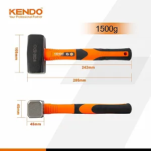 Молоток-кувалда Kendo 1500г сталь CS рукоятка из фибергласа synthetic.ua - Фото 1