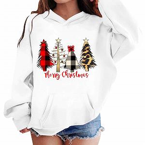 Детский рождественский свитер 2026 с капюшоном, праздничный рисунок, мягкий флис, кофта с длинными рукавами для девочек и мальчиков synthetic.ua - Фото 1