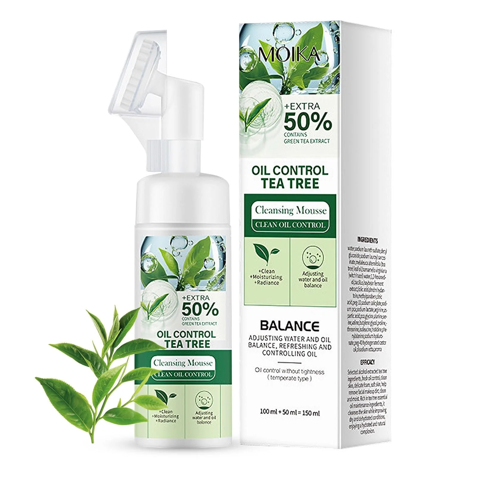 Очищающая пенка для лица Чайное дерево, пенка для умывания с чайным деревом, средство для умывания со щеточкой для лица, средство для удаления черных точек, средство для очищения пор, контроль жирности, успокаивающее, фото №1