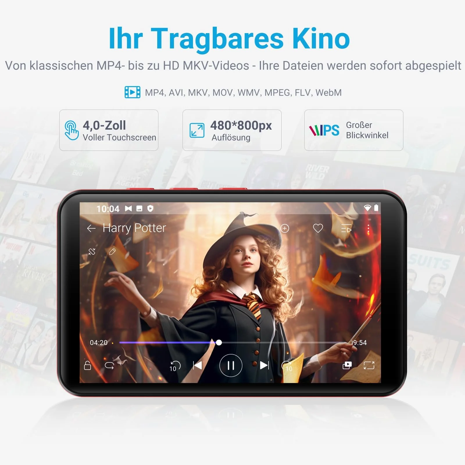 MP3-плеер MECHEN 96GB с Bluetooth 4.1 и WLAN - 4-дюймовый сенсорный экран Android 10, совместимый со Spotify/Amazon Music/Audible, фото №6