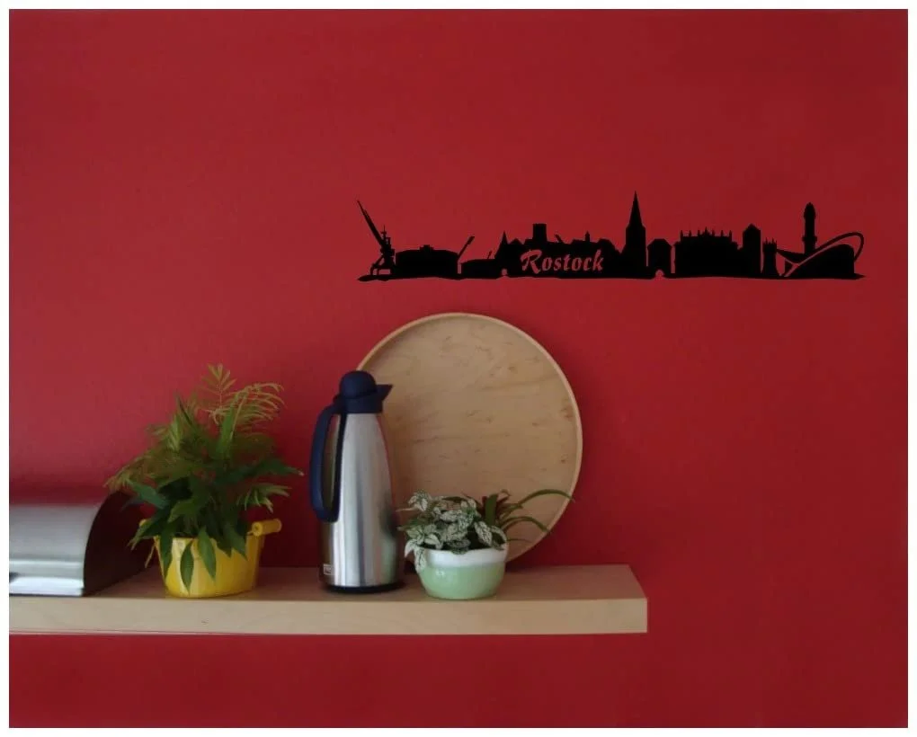 Наклейка на стену Rostock Skyline 30 см x 5,4 см Черная, фото №2