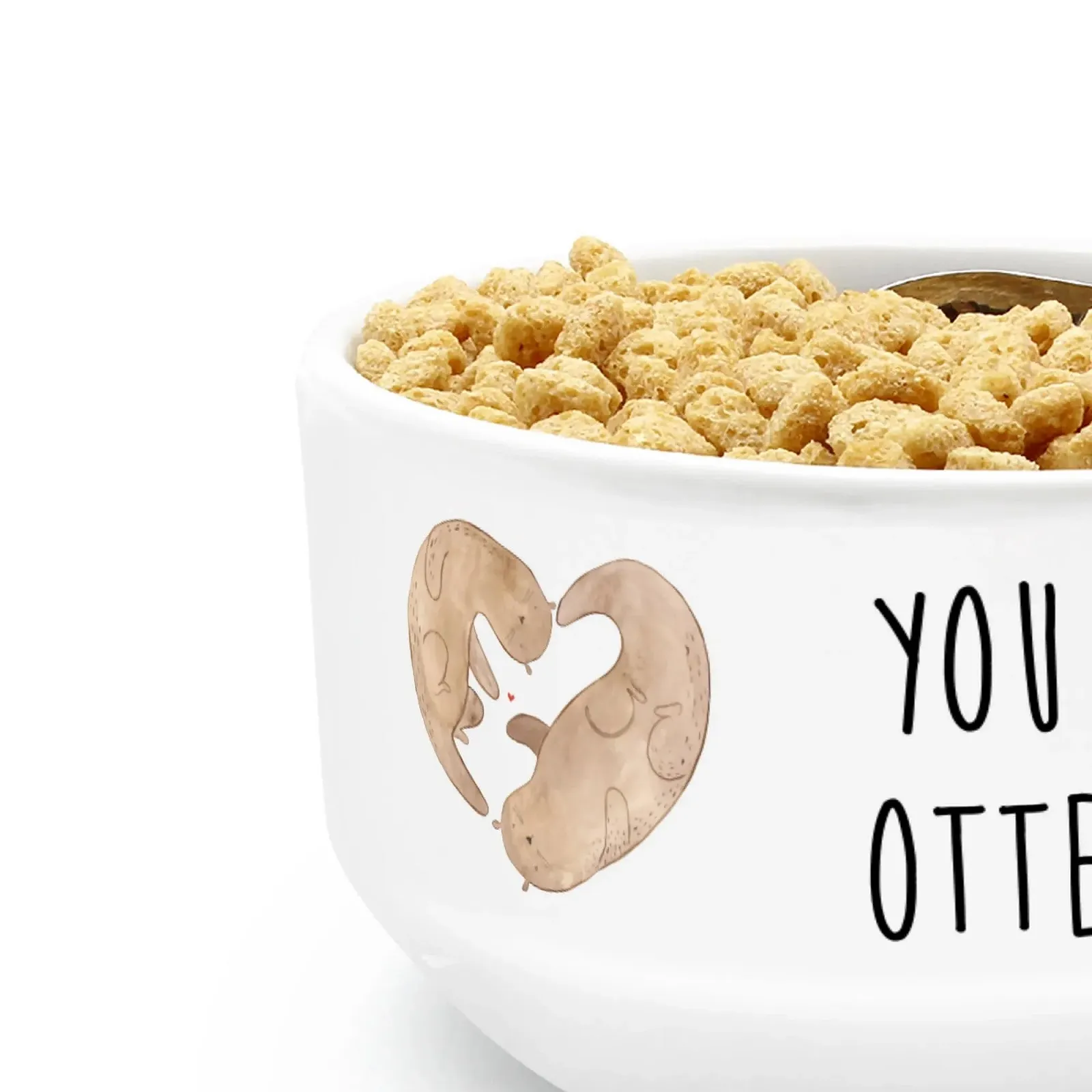 Миска для завтрака Mr. & Mrs. Panda Выдра Сердце, керамическая, белая, фото №5