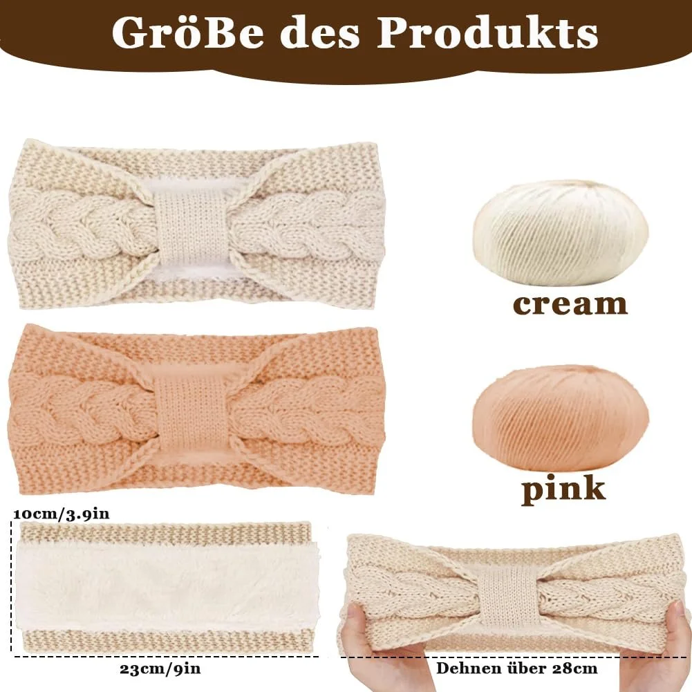 В'язана Жіноча Зимова Пов'язка на Голову Білий + Рожевий, фото №3 В'язана Жіноча Зимова Пов'язка на Голову Білий + Рожевий, фото №3