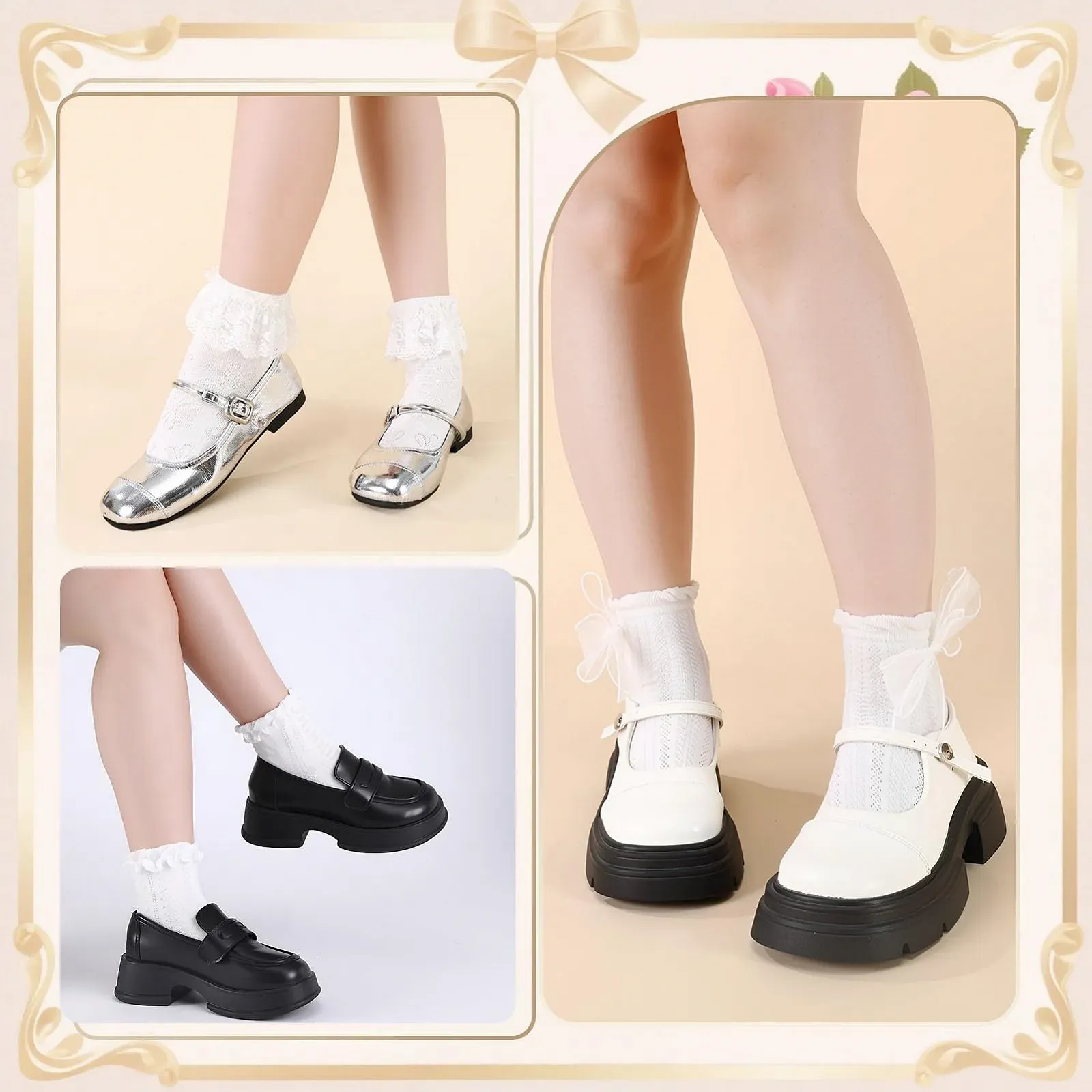 Шкарпетки з оборками (6 пар) Білі 37-43, фото №6