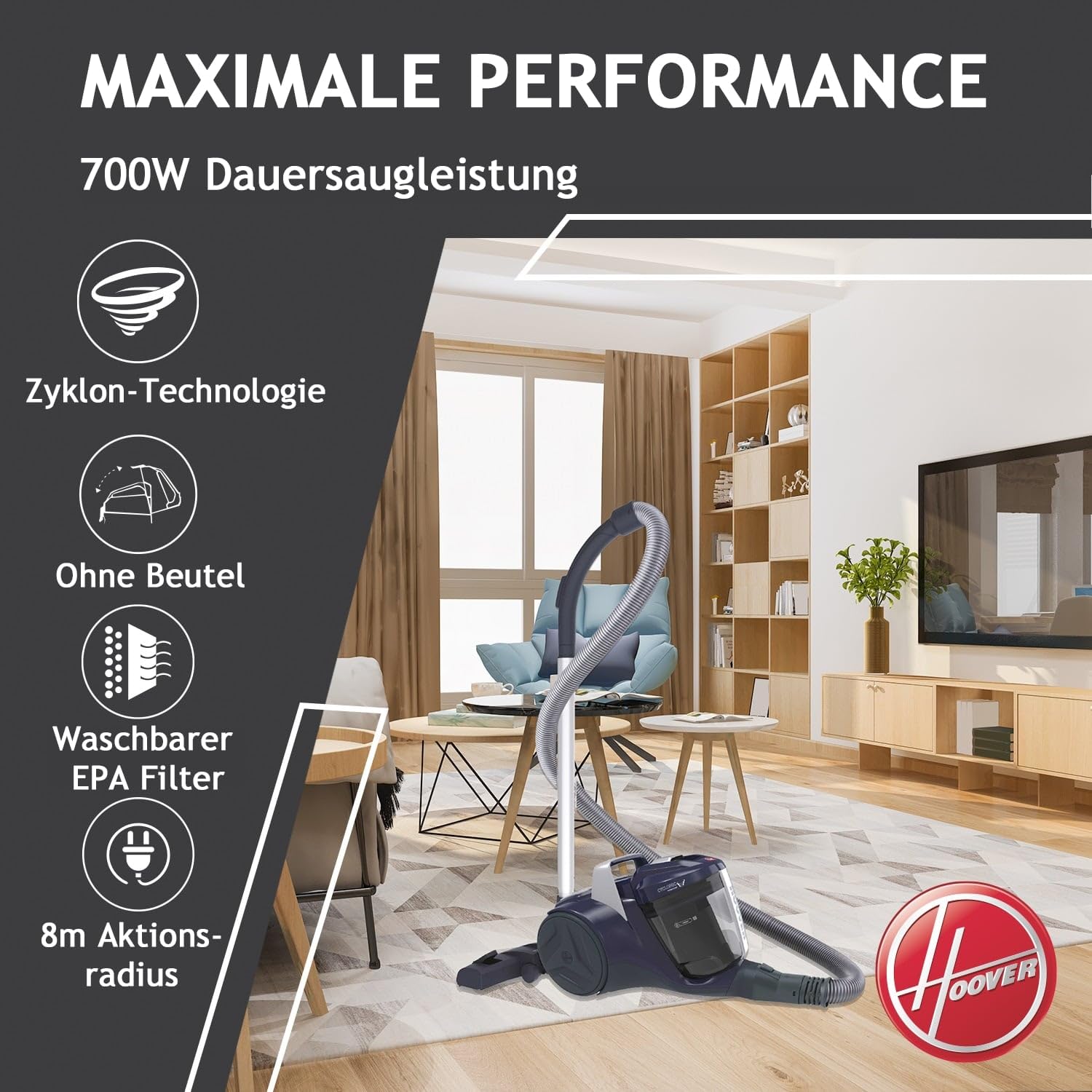 Пилосос Hoover Breeze BR71-BR20 700 Вт 2 літри Синій/Сірий/Димчастий, фото №2