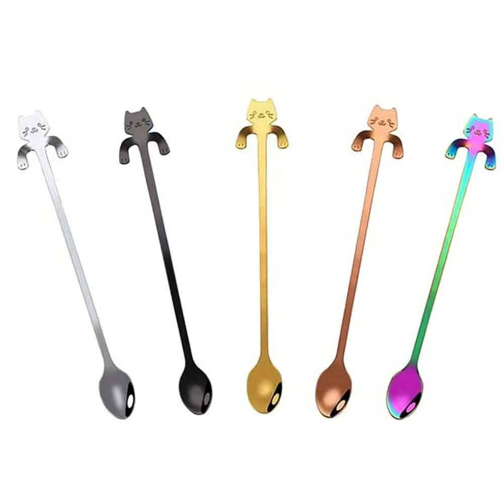 Ложка для кави Тип Міні QQWW Котяча 5 шт. Різнокольорові, фото №2