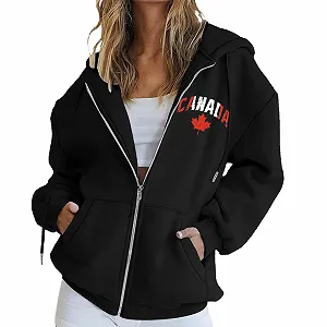 Куртка с капюшоном оверсайз CCOOfhhc, повседневная, с молнией, спортивная, Y2k, с карманами, длинная - Фото 1