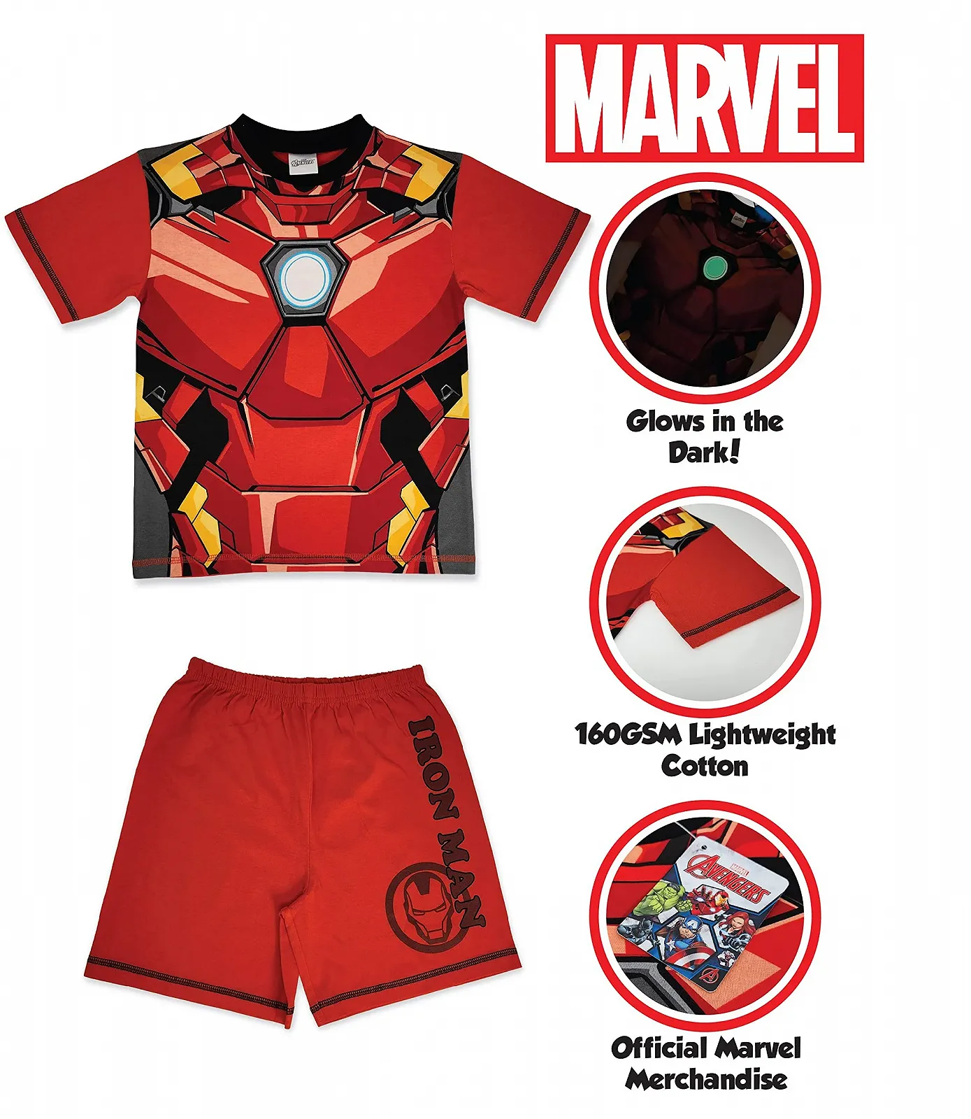 Коротка піжама Marvel Ironman Avengers Bright Front, фото №4