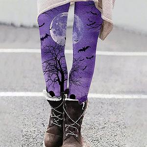 Леггинсы DKLOVIFU Модные Повседневные с принтом на Хэллоуин, с высокой талией и облегающие synthetic.ua - Фото 1
