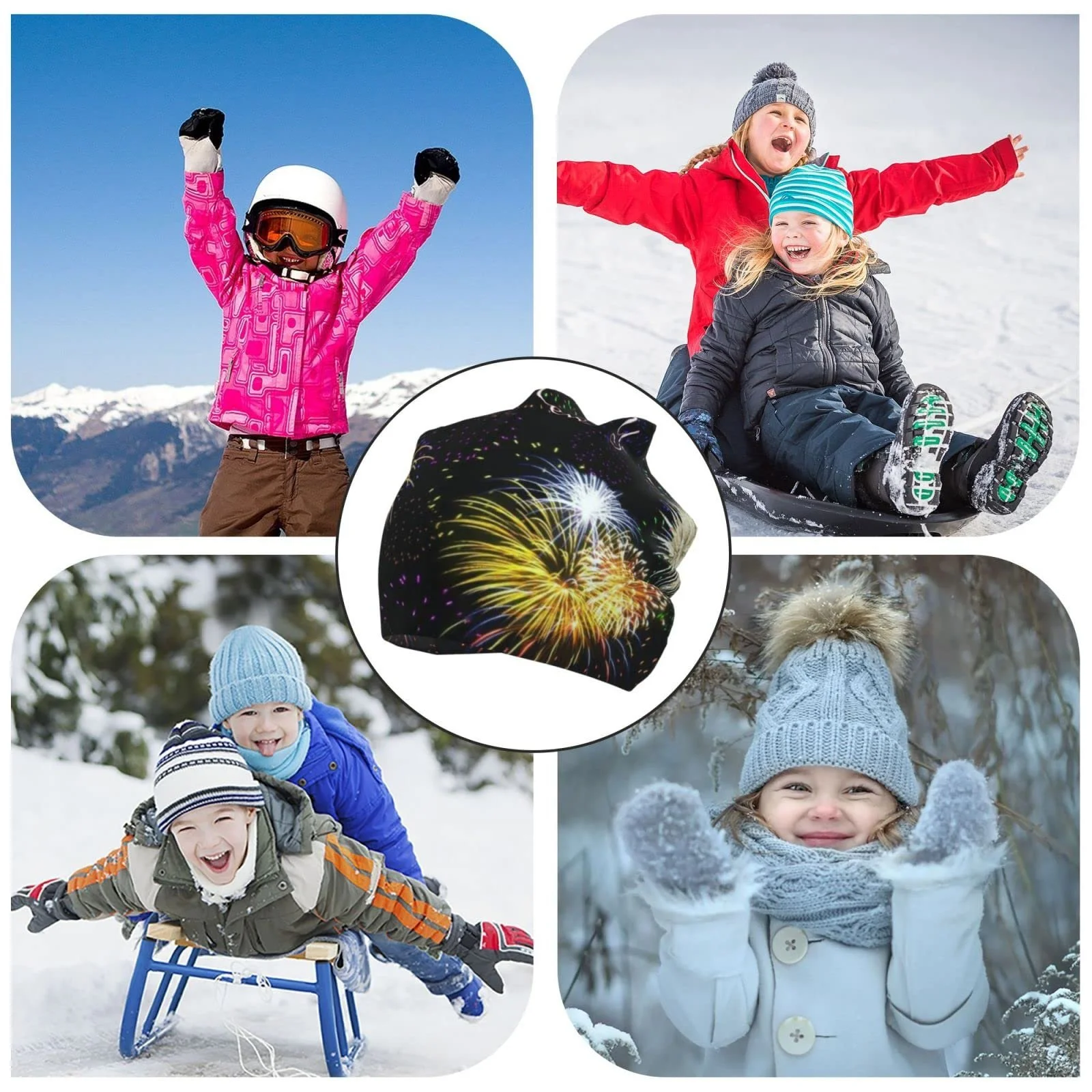 Шапка LOUJIN З Новим Роком Феєрверків для Хлопчиків, Тепла В'язана Шапка Slouchy для Підлітків, One size, фото №8