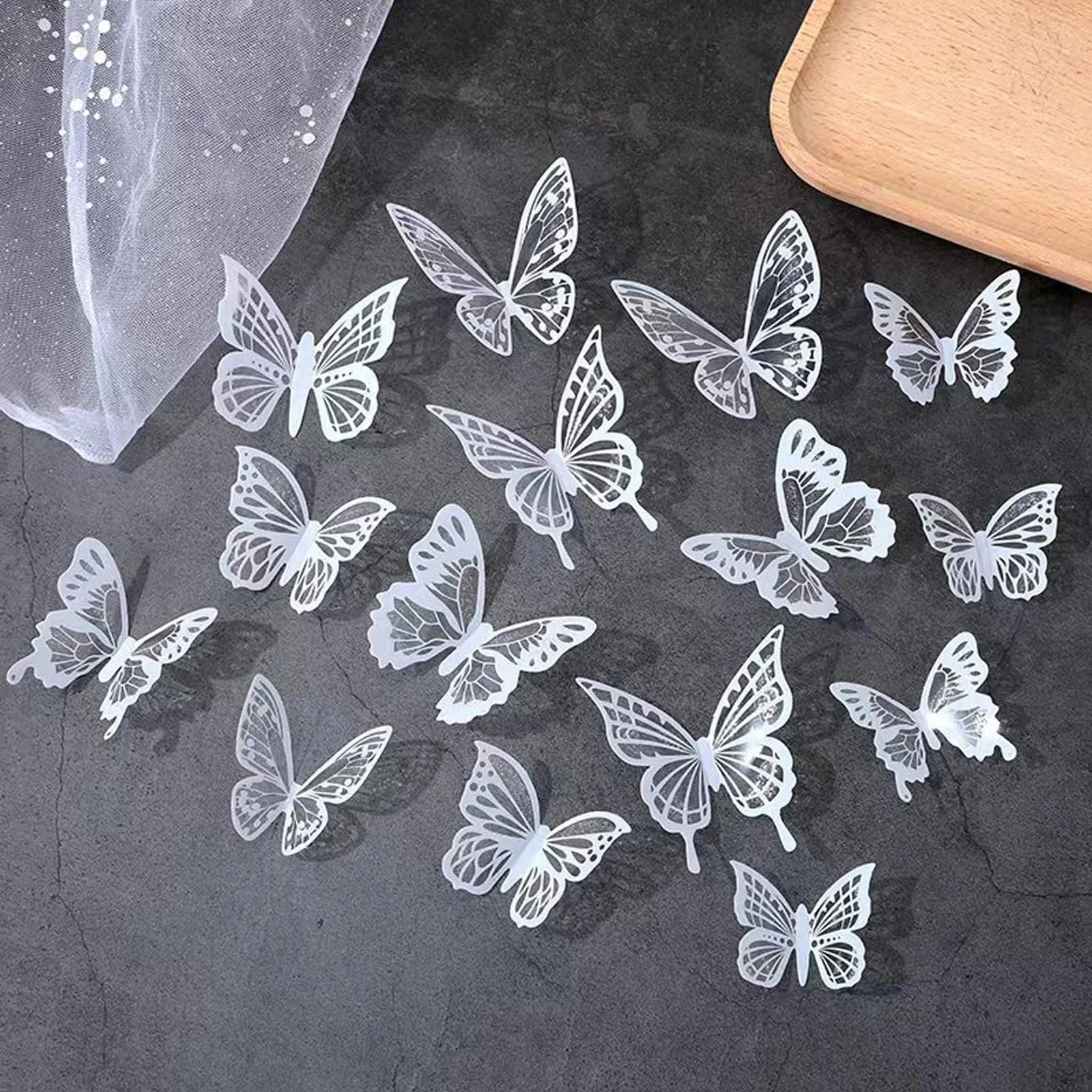 Набір наклейок на стіну 3D Метелики 36 штук Чорний та білий, фото №1