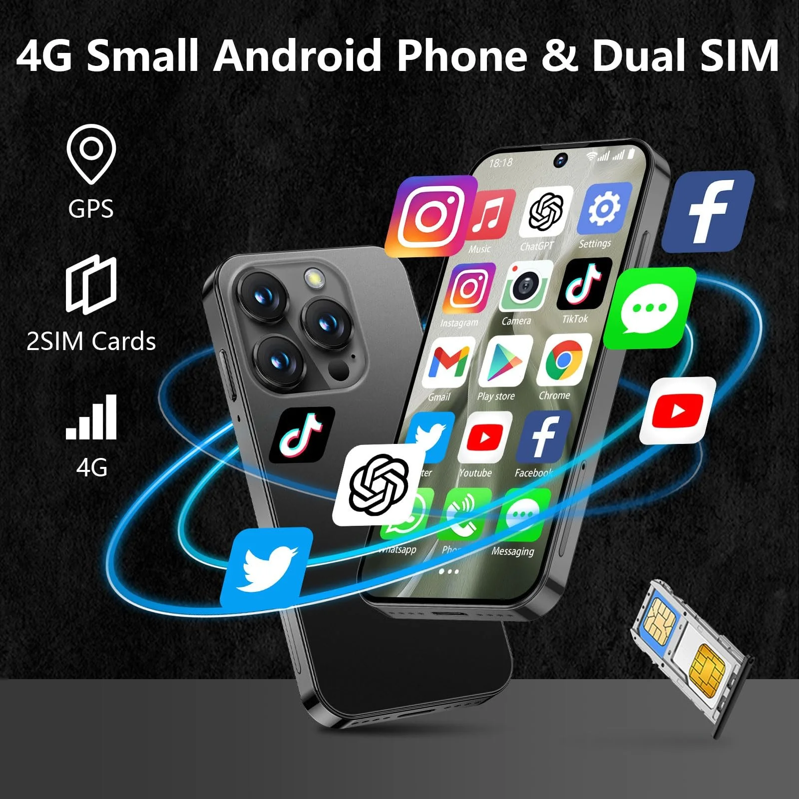 Смартфон BLKE Upgraded Mini 4G 3.9" HD Android 12 3GB+32GB 1950мАг, фото №2 Смартфон BLKE Upgraded Mini 4G 3.9" HD Android 12 3GB+32GB 1950мАг, фото №2
