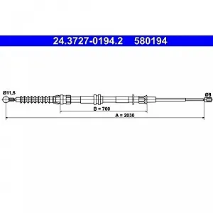 Трос стояночного тормоза ATE 24.3727-0194.2 для VAG задний - Фото 1