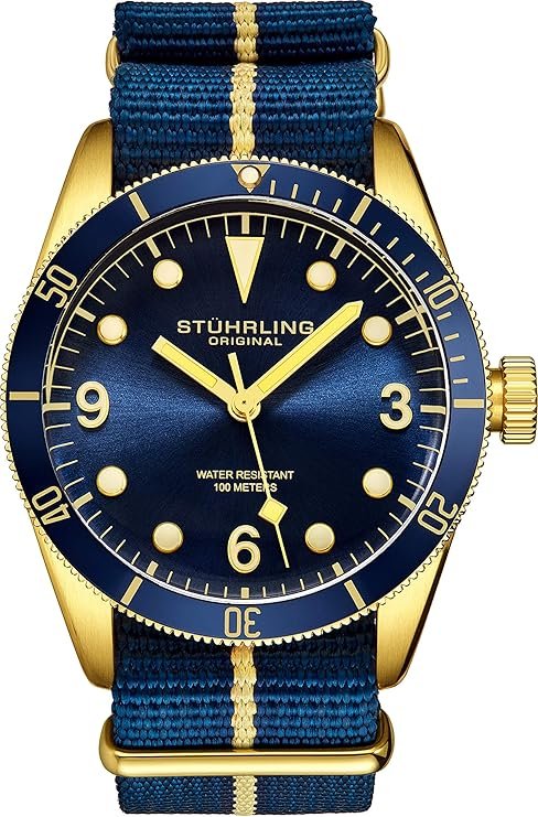 Годинник Stuhrling Original Diving Men's Sports Waterproof до 100 м Nylon Analogue з Японським Кварцовим Механізмом, фото №1
