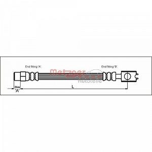 Гальмівний шланг METZGER 4116226 AUDI задня вісь зліва, справа synthetic.ua - Фото 1