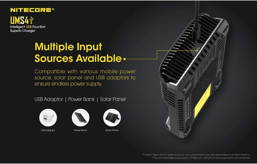 Универсальное Зарядное Устройство Nitecore UMS4, 3000 мА USB, Черный, фото №4 Универсальное Зарядное Устройство Nitecore UMS4, 3000 мА USB, Черный, фото №4