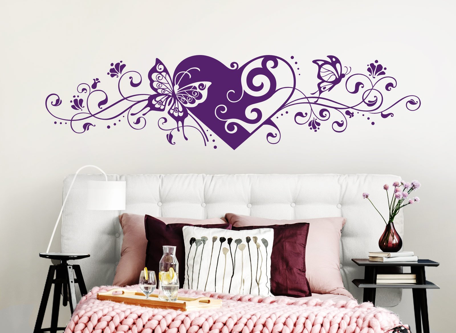 Наклейка на стіну Grandora W642 Квітковий візерунок Серце та Метелики 190 x 48 см, фото №3