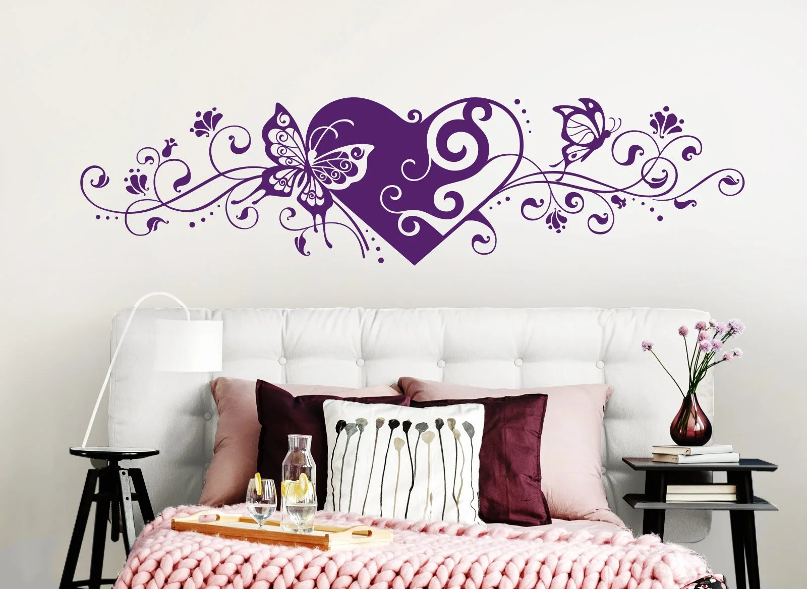 Наклейка на стену Grandora W642 Цветочный узор Сердце и Бабочки 190 x 48 см, фото №3