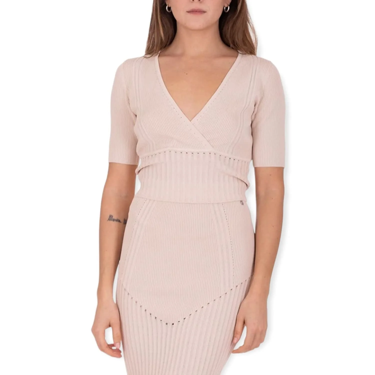 Джемпер Guess Jeans SS Vneck Artikel W3GR17Z2U00 бежевий, фото №1