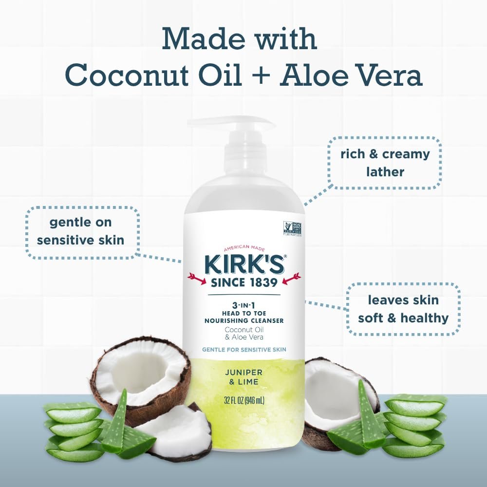 Живильний очищувальний засіб 3-в-1 Kirk's Head to Toe Juniper & Lime 32 fl oz (1 шт), фото №4