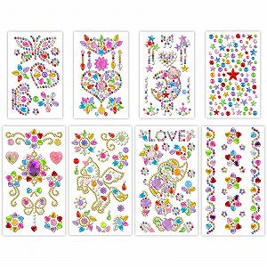 Самоклеящиеся стразы Единорог, Цветы, Листья, Бабочка, короны, звезды, луны и сердца 8 цветов (красный, желтый, синий, розовый, фиолетовый) - Фото 1
