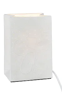 Настільна лампа GILDE Love Cat Порцелянова Прямокутна Висота 18 см Біла synthetic.ua - Фото 1