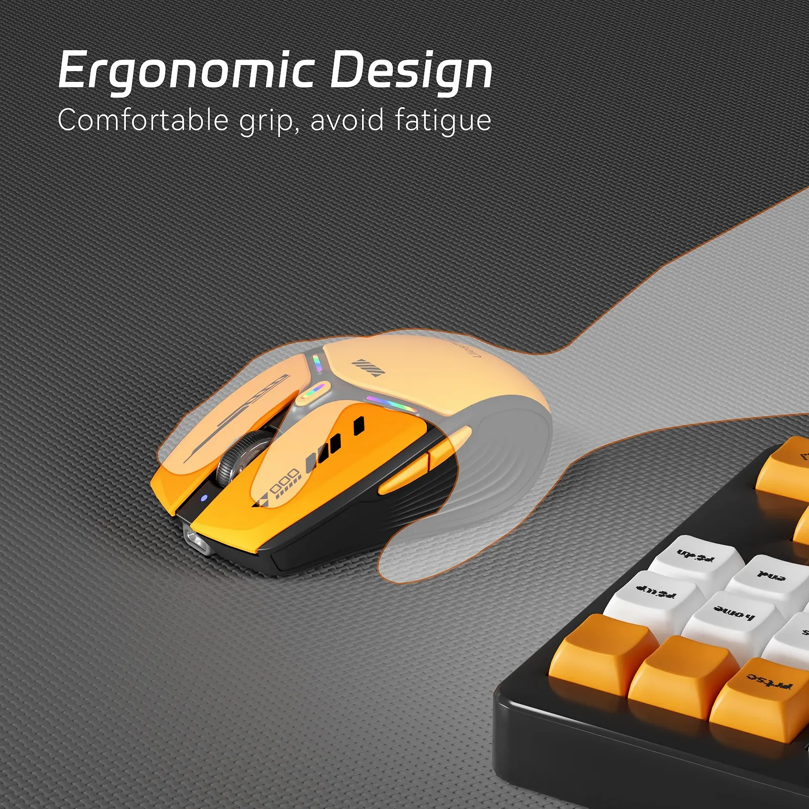 Миша Uiosmuph G19 Bluetooth, бездротова, світлодіодна (Tri-Mode: BT 5.1/5.0+2.4G), видимий рівень заряду батареї, 1600 DPI, оптична, USB, акумуляторна, фото №5