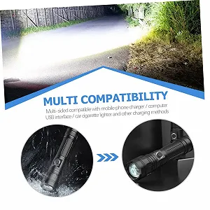 Міні LED ліхтарик HOMSFOU USB акумуляторний, для кемпінгу, водонепроникний, декілька рівнів яскравості, режим SOS, компактний та портативний synthetic.ua - Фото 1