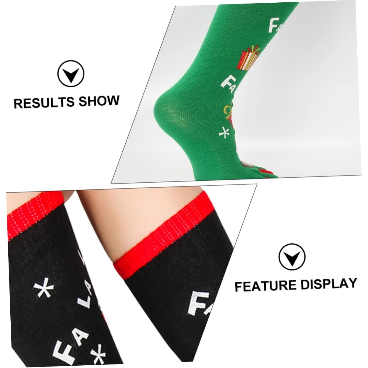 Носки с пальцами Healeved Рождественский пакет, 2 пары, Женские толстые хлопковые носки с рождественскими мультяшными мотивами, теплые дышащие носки для уютных зимних дней, фото №3