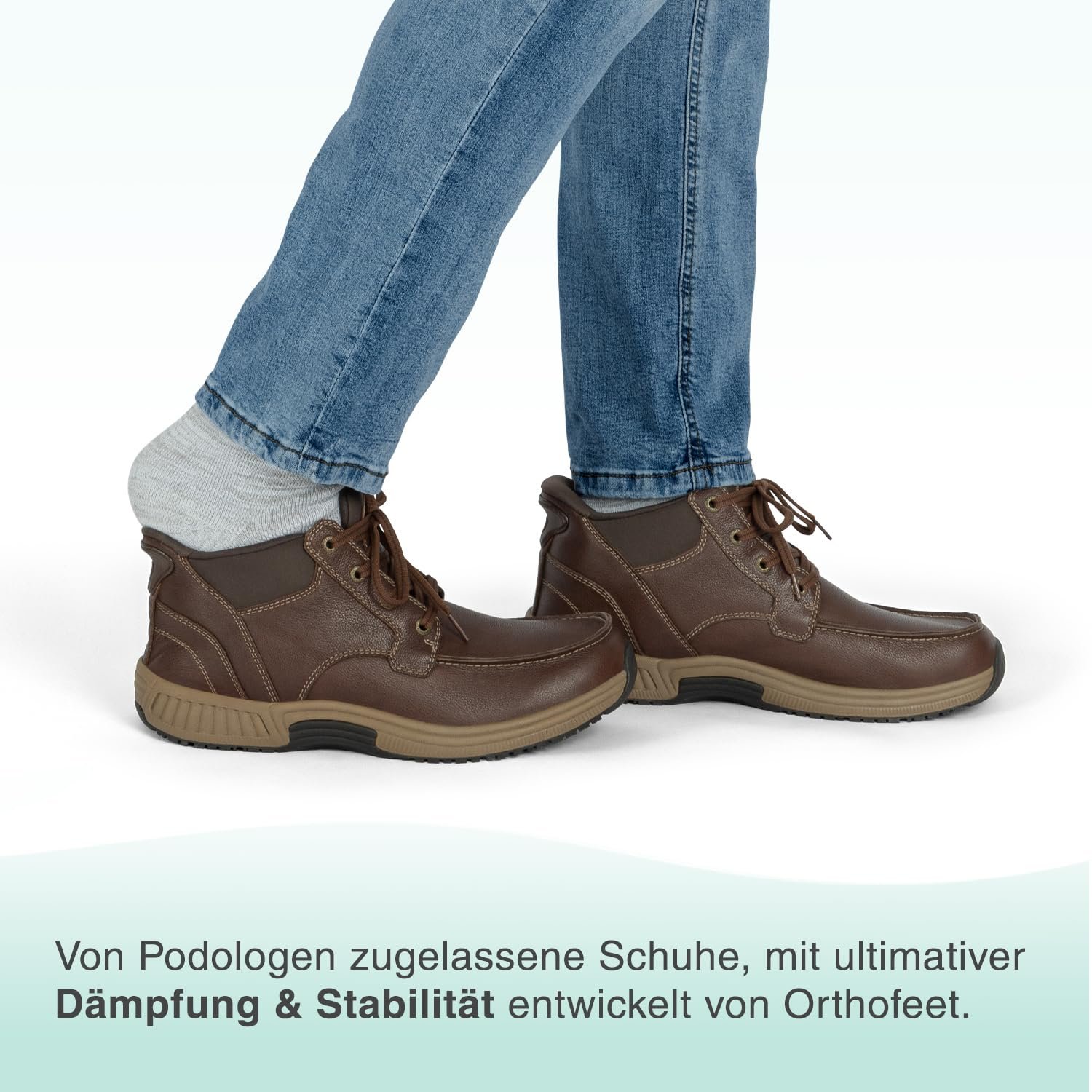 Мужские ортопедические ботинки Orthofeet Verno кожаные без шнуровки, фото №2