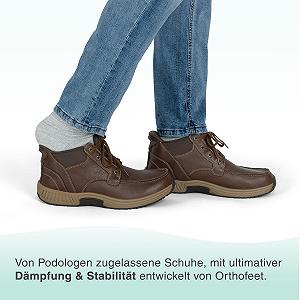 Мужские ортопедические ботинки Orthofeet Verno кожаные без шнуровки synthetic.ua - Фото 1