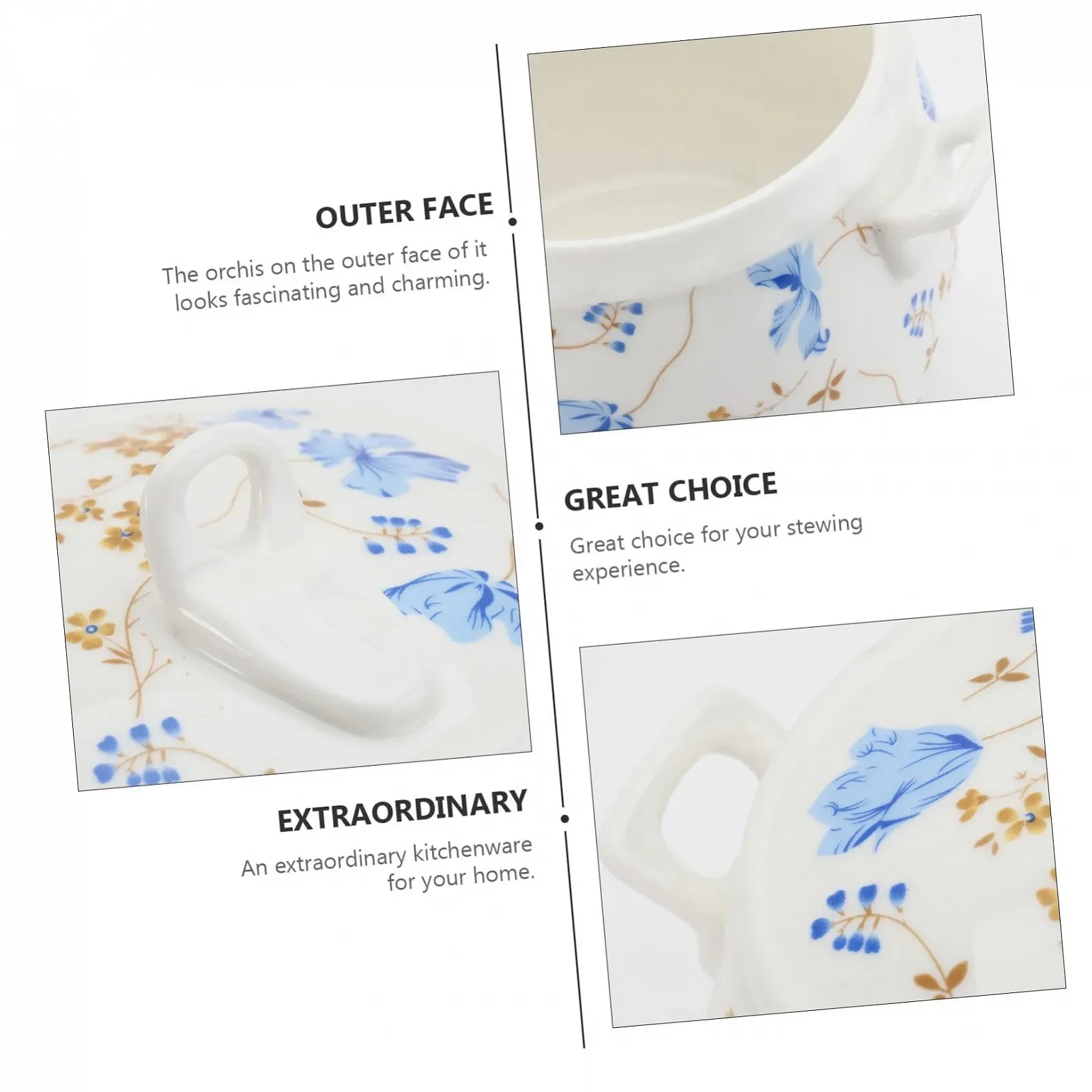 Кастрюля Gatuida керамическая с крышкой дизайн Орхидея термостойкая Scatter, фото №2 Кастрюля Gatuida керамическая с крышкой дизайн Орхидея термостойкая Scatter, фото №2