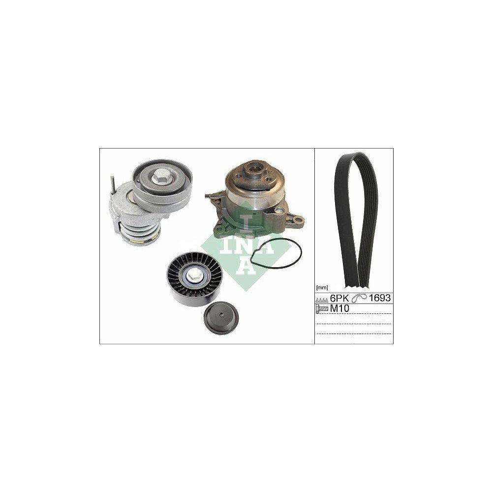 Водяний насос + комплект поліклинового ременя Schaeffler INA 529 0534 30 для AUDI SEAT VW, фото №1