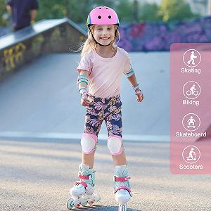 Шлем детский MHJY для велосипеда 3-8 лет, регулируемый, с наколенниками, налокотниками и напульсниками, для роликовых коньков, скейтборда, велосипеда synthetic.ua - Фото 1