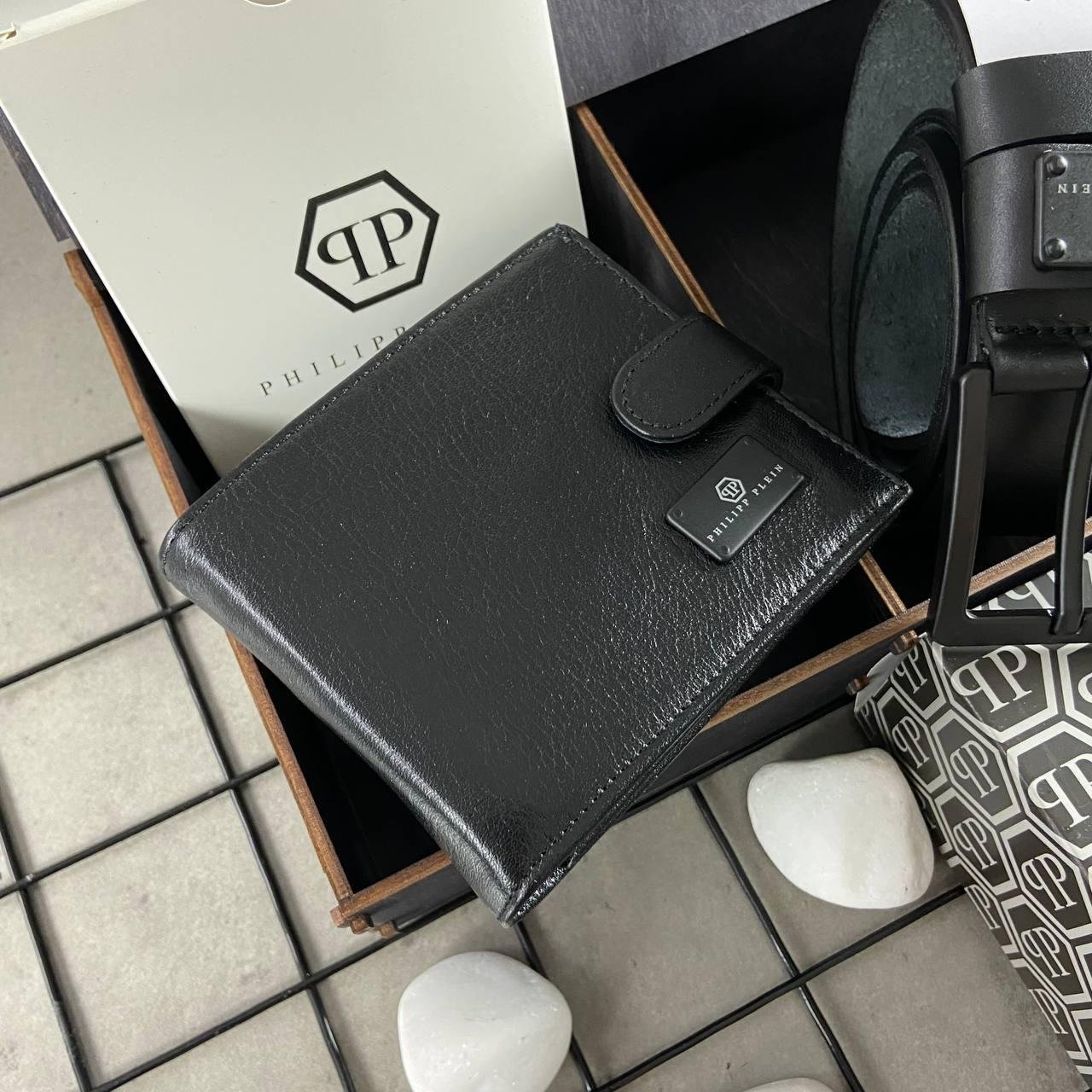 Оригінальний подарунок для чоловіка набір ремінь і гаманець із шкіри брендовий Philipp Plein, фото №3 Оригінальний подарунок для чоловіка набір ремінь і гаманець із шкіри брендовий Philipp Plein, фото №3