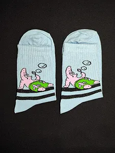 Жіночі молодіжні шкарпетки високі демісезонні сині 36-39 розмір - Фото 1