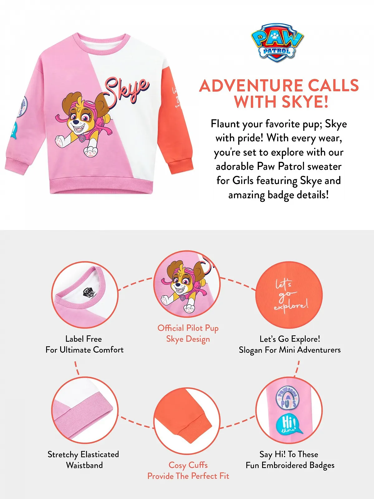 Джемпер PAW PATROL Skye Детский джемпер для девочек, фото №5