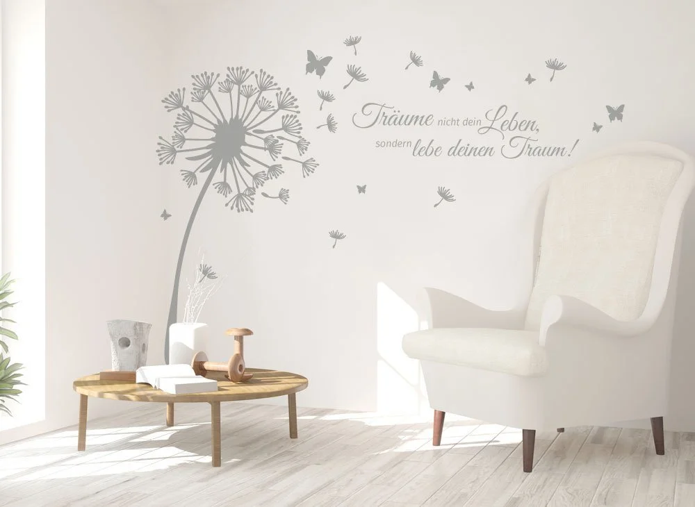 Наклейка на стену Grandora Dandelion W5479 Одуванчик и цитата 84 x 58 см Бежевый, фото №3