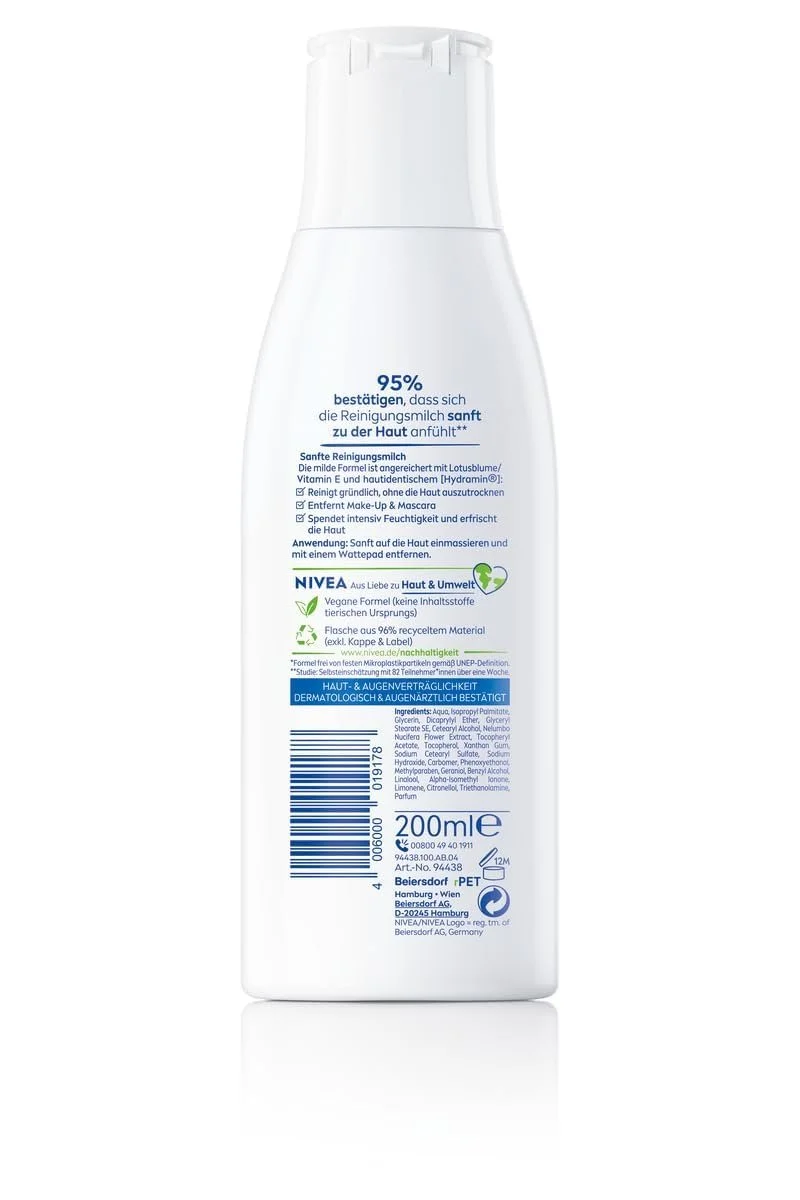 Молочко для зняття макіяжу NIVEA Sanft для нормальної та сухої шкіри, 200 мл, фото №2