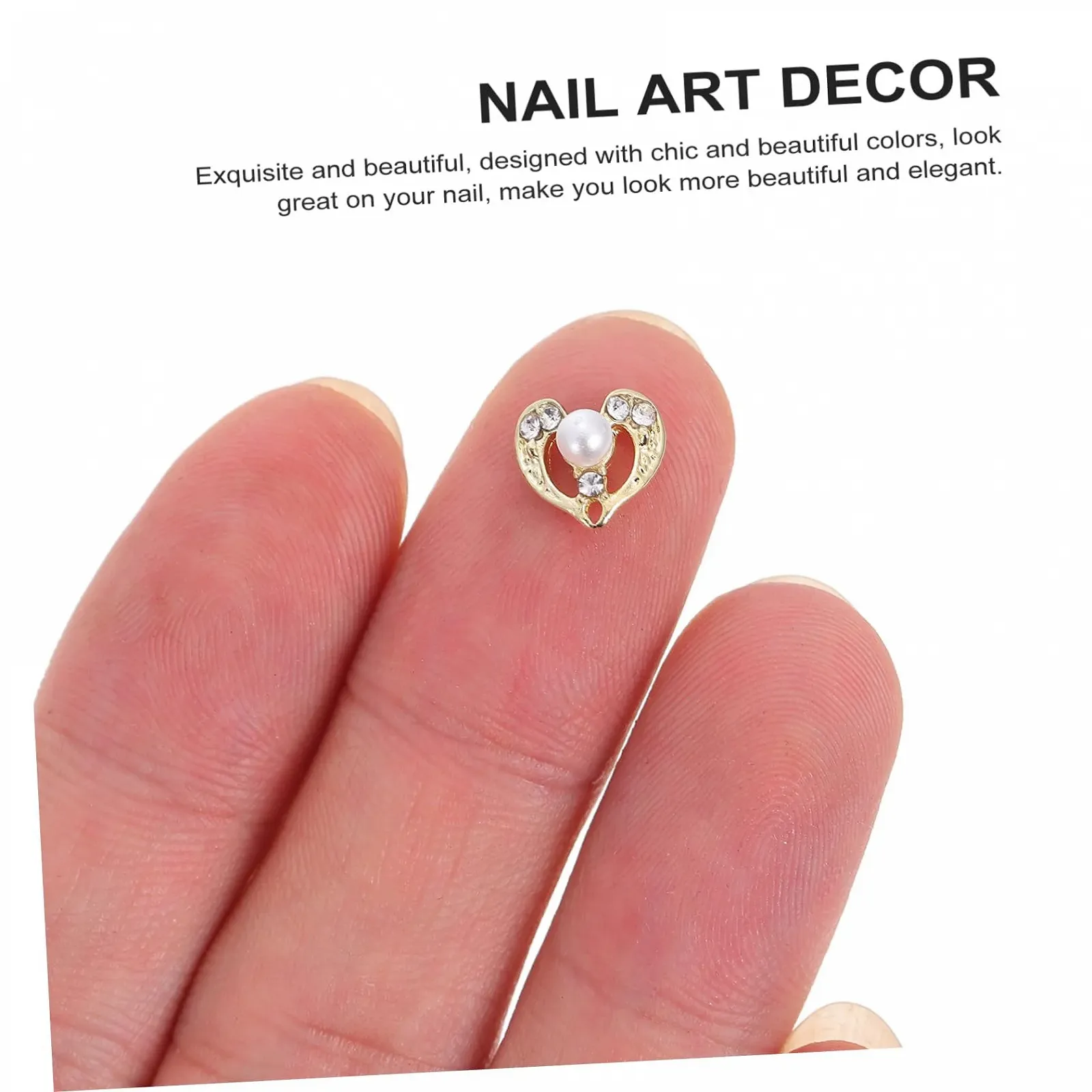 Прикрасы для ногтей Healvian 24 шт., подвеска-сердце, бриллиантовые ювелирные изделия, жемчужные стразы, бриллиантовая аппликация, блестящие бусины для маникюра, металлические 3D в форме сердца, фото №6