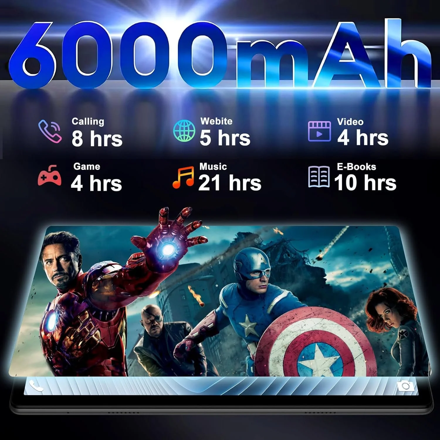 Планшет 10.1'' Full HD DEERTimeME 8+22/64Gb / 8 ядер / Android 15 / 6000 мАг / Чорний, фото №4