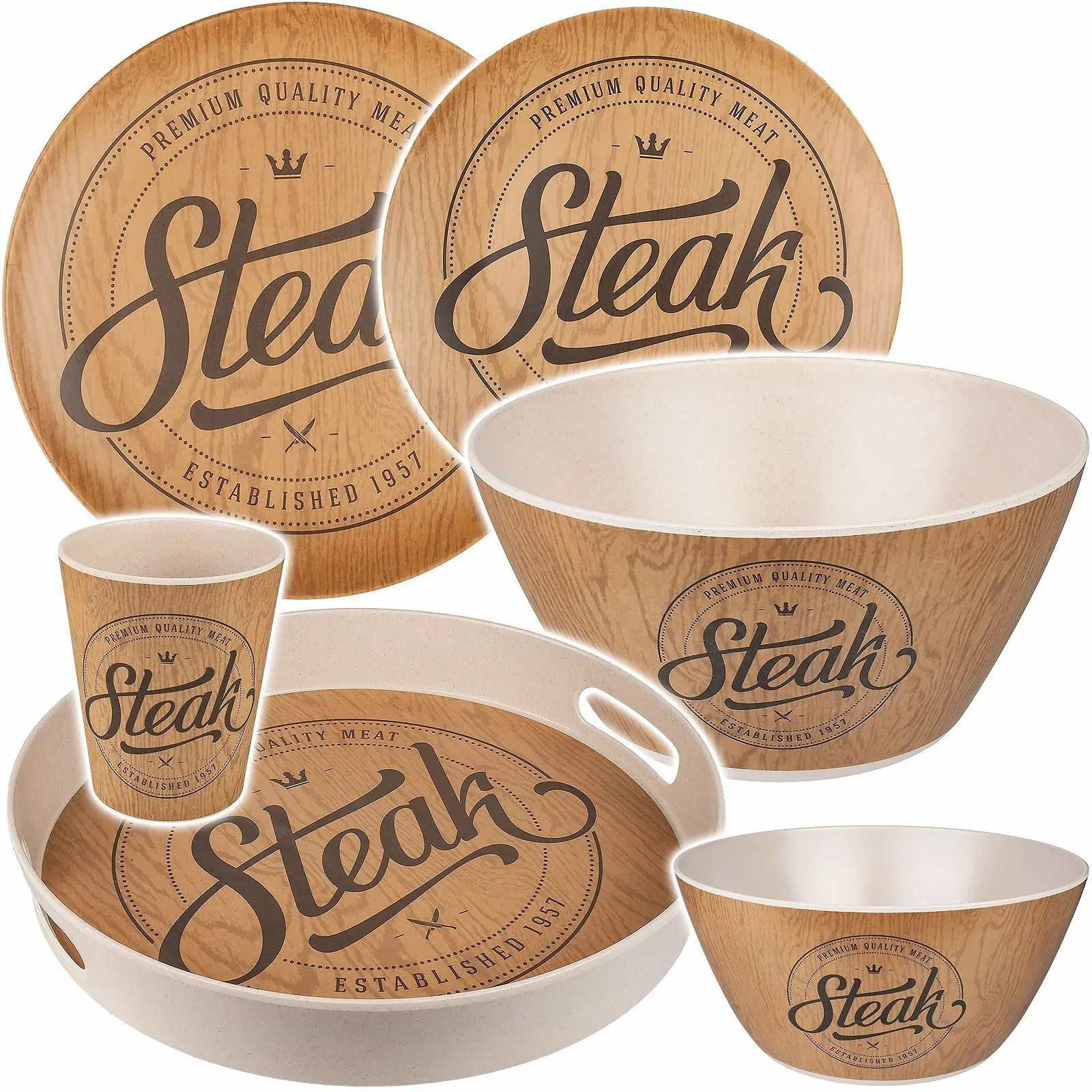 Набір посуду Меламін Premium Quality Steak, 6 предметів, фото №1 Набір посуду Меламін Premium Quality Steak, 6 предметів, фото №1